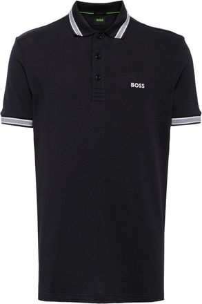BOSS embroidered logo cotton polo shirt - men - Cotton - M - Blue