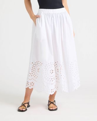 Ellen Tracy Womens Pull-On Maxi Skirt with Eyelet Hem