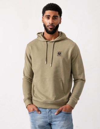 Belstaff Mens Belstaff Mens Pullover Logo Patch Hoodie - Fatigue Green - Tan - Size: 38