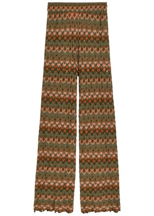 La DoubleJ LA Double J Patterned Open-knit Cotton-blend Trousers - Green - S (UK8-10 / S)