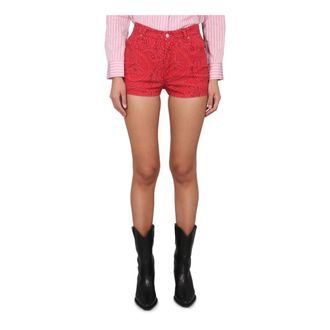 Etro Etro, Denim Shorts, female, Red, Size: W25 Paisley-print Denim Shorts