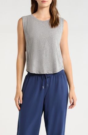 YEAR OF OURS Flow Crop Muscle Tank in Heather Grey at Nordstrom, Size X-Small