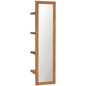 vidaXL Vidaxl - Espejo De Pared Con Estantes Madera De Teca Maciza 30x30x120 Cm