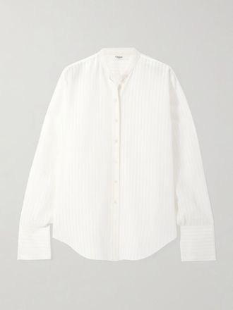 Chloé Camicia In Crêpe A Righe - Bianco