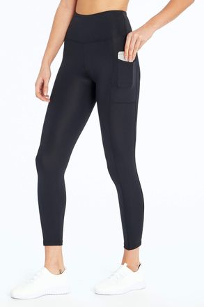 Bally Total Fitness Womens High Rise Pocket Ankle Legging, Black, Medium