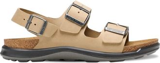 Birkenstock Womens Milano Rugged Oiled Leather Sandal In Tabacco