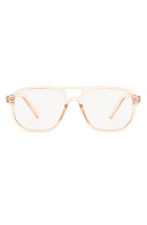The Book Club The Atticus 53mm Aviator Blue Light Blocking Reading Glasses in Crystal Sand at Nordstrom, Size +1.00