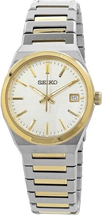Seiko Classic Quartz White Dial Two-Tone Mens Watch SUR558P1