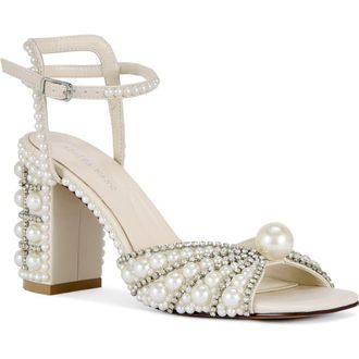 Azalea Wang Esteva Crystal Studded Ankle Strap Sandal in White at Nordstrom, Size 8.5