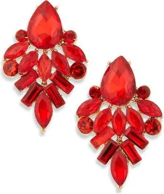 Cara Mixed Crystal Drop Earrings in Gold/Red at Nordstrom Rack