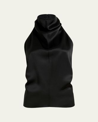 Khaite Rone Draped Satin Halter Top