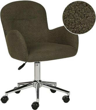 Beliani Desk Chair PRIDDY Boucle Dark Green