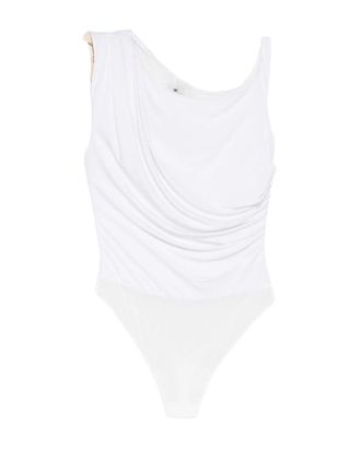 Elisabetta Franchi One-Shoulder Slim-Fit Jersey Bodysuit with Gold Accent