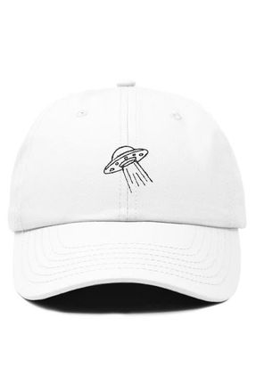 Dalix UFO Embroidered Adjustable Dad Cap in White at Nordstrom