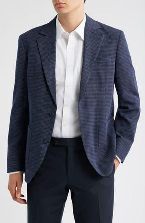 Nordstrom Grid Stretch Wool Sport Coat in Navy- Brown Holo Grid at Nordstrom Rack, Size Large