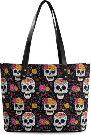 Generic Skull Flower Tote Bags for Women Cute Shoulder Purses Handbags