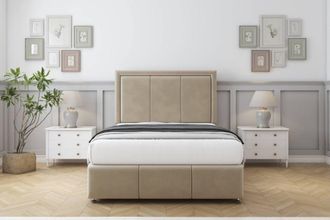 Comfort Beds Savoy Coniston Divan Set 2 Drawers-26 Headboard-Footboard in Cream | Size: Small Single