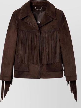 Golden Goose leather fringed single breasted coat