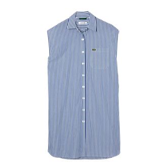 Lacoste Dames/Dames Popeline Los Mouwloos Overhemd Jurk (Blauw/Wit)