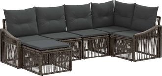 vidaXL Conjunto De Sof&aacute;s De Jard&iacute;n 6 Uds. Gris Rat&aacute;n Sint&eacute;tico Vidaxl