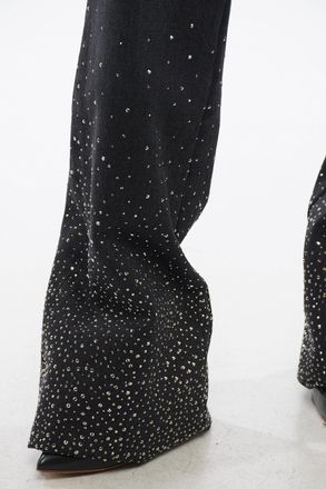 Off-white Jeans a Vita Bassa BLING con Cristalli All-Over e Fondo Ampio 26cm Off-White