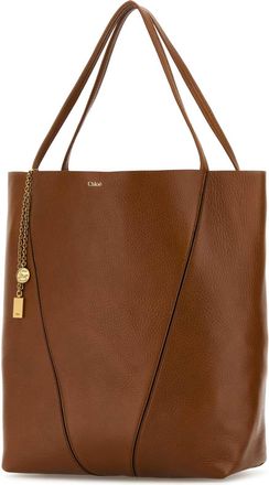 Chlo&eacute; Womens Caramel Leather Large Spin Shopping Bag Claybrown Borse A Mano