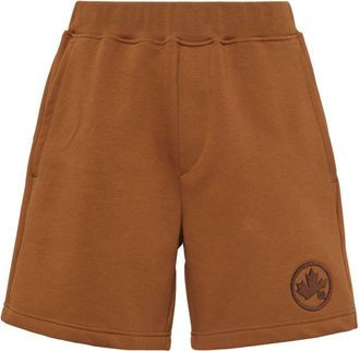Dsquared2 logo-appliqu&eacute; cotton track shorts - men - Cotton - L - Brown