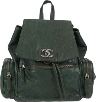 Chanel Coco Mark Green Leather Backpack Bag (Pre-Owned)