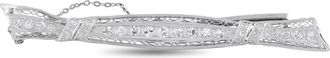 Luxury Bazaar Platinum and 14K White Gold 1.0ct Diamond Art Deco Bar Brooch MF17-070226
