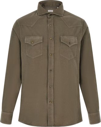 Brunello Cucinelli Bicolor Cotton Mens Blouse