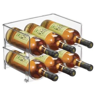 mDesign Plastic Free-Standing Stacking 3 Bottle Wine Storage Rack, 2 Pack in Clear at Nordstrom