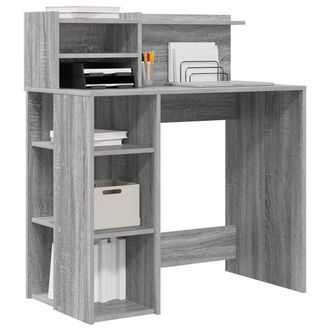 Berkfield Home Modern Desk with Storage Grey Sonoma 90x48x101.5 cm Engineered wood