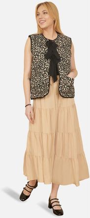 Yumi Sleeveless Bow-Tie Leopard Waistcoat in Black at Nordstrom, Size 10