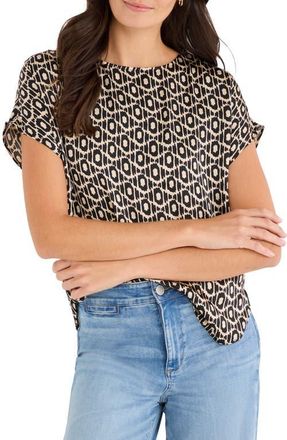 Nic+Zoe Lacy Diamonds Day Gloss Woven Shirt in Black Multi at Nordstrom, Size Xx-Large