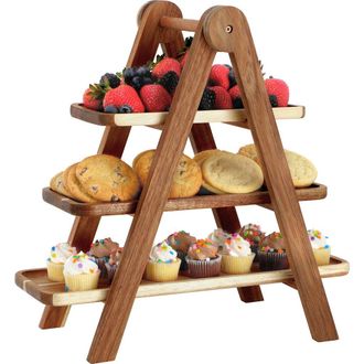 MegaChef Acacia Wood 3 Tiered Rectangular Ladder Tray Set at Nordstrom