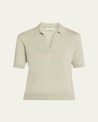 Altuzarra Cotton-Silk Short-Sleeve Polo Sweater