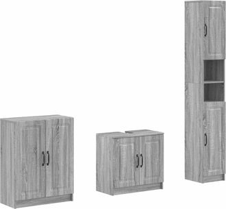 vidaXL Juego De Armarios De Ba&ntilde;o De 3 Piezas Utrecht Sonoma Gris Vidaxl