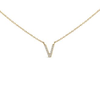 House of Brilliance 10K Gold Diamond Accent A-Z Block Initial Pendant Necklace