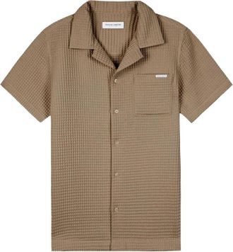 Maison Labiche Germain Waffle Shirt - Heren - Korte mouwen Overhemden - Bruin - M - Katoen - Overhemden