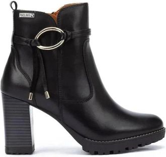 Pikolinos Gestudeerde Enkellaars met 9cm Hak - Dames - Laarzen met Hak - Zwart - 41 EU - Schoenen