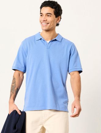 Fat Face FatFace Ashton Relaxed Fit Chambray Blue Notch Polo