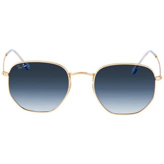 Ray-Ban Hexagonal Flat Lenses Blue Gradient Geometric Unisex Sunglasses RB3548N 91233M 54