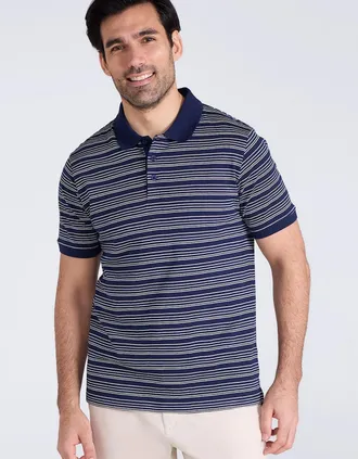 Mountain Warehouse Mens Mountain Warehouse Mens Wren Stripe Cotton Polo Shirt - Navy - Size: 40