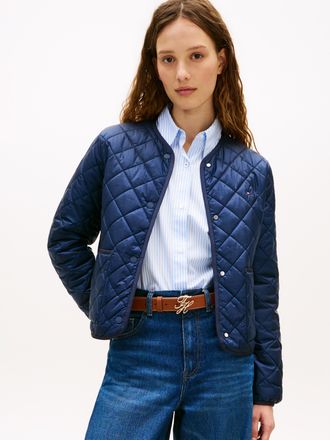 Tommy Hilfiger Steppjacke TOMMY HILFIGER LW PADDED REG QUILTED JACKET, Damen, Gr. L (42/44), schwarz night navy, Steppware, Obermaterial: 100% Nylon, unifarben, regu