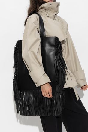 Iro Shopper-type Paper Franges Bag, Womens, Black