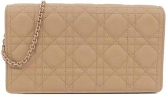 Dior Pre-owned Lady Dior Calfskin Wallet - Dames - Vintage Clutch - Beige - ONE Size - Leer - Vintage