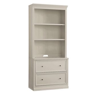 Ballard Designs Tuscan File Console & Hutch with Shelves - Taupe - Ballard Designs