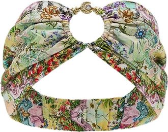 Camilla patterned crysta-detaill headband - Neutrals