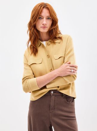 Contemporaine Womens Flap-pocket Polo Shirt-collar cardigan