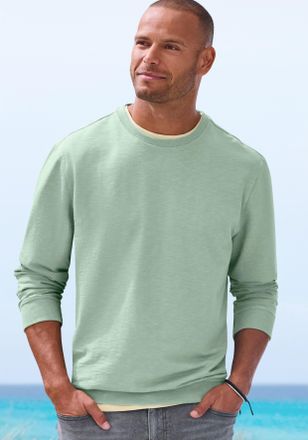 John Devin Langarmshirt JOHN DEVIN, Herren, Gr. 4XL (68/70), salbei, Jersey, Obermaterial: 60% Baumwolle, 40% Polyester, unifarben, regular fit, Rundhals, Rippb&uuml;